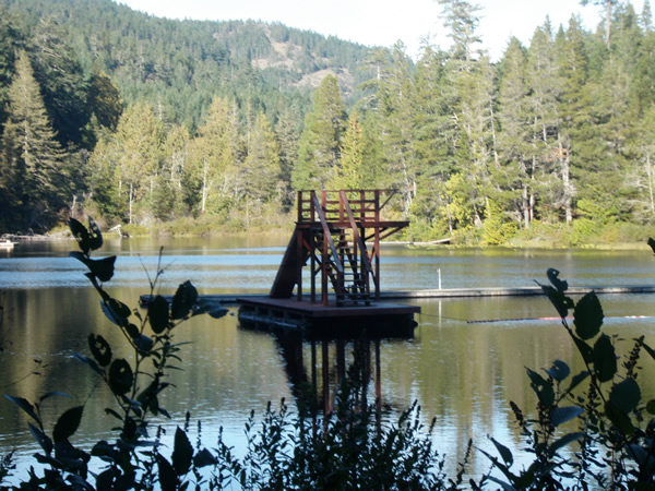 Floating slide at Camp Thuderbird, Glinz Lake in Sooke, BC. Floating slide at Camp Thuderbird, Glinz Lake in Sooke, BC.