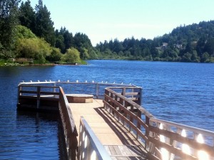 Fishing pier at Glen Lake in Langford, BC.